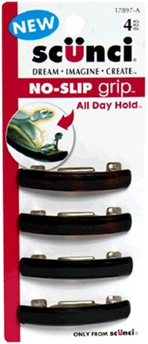 No Slip No Damage Barrette, unisex, 4 ct