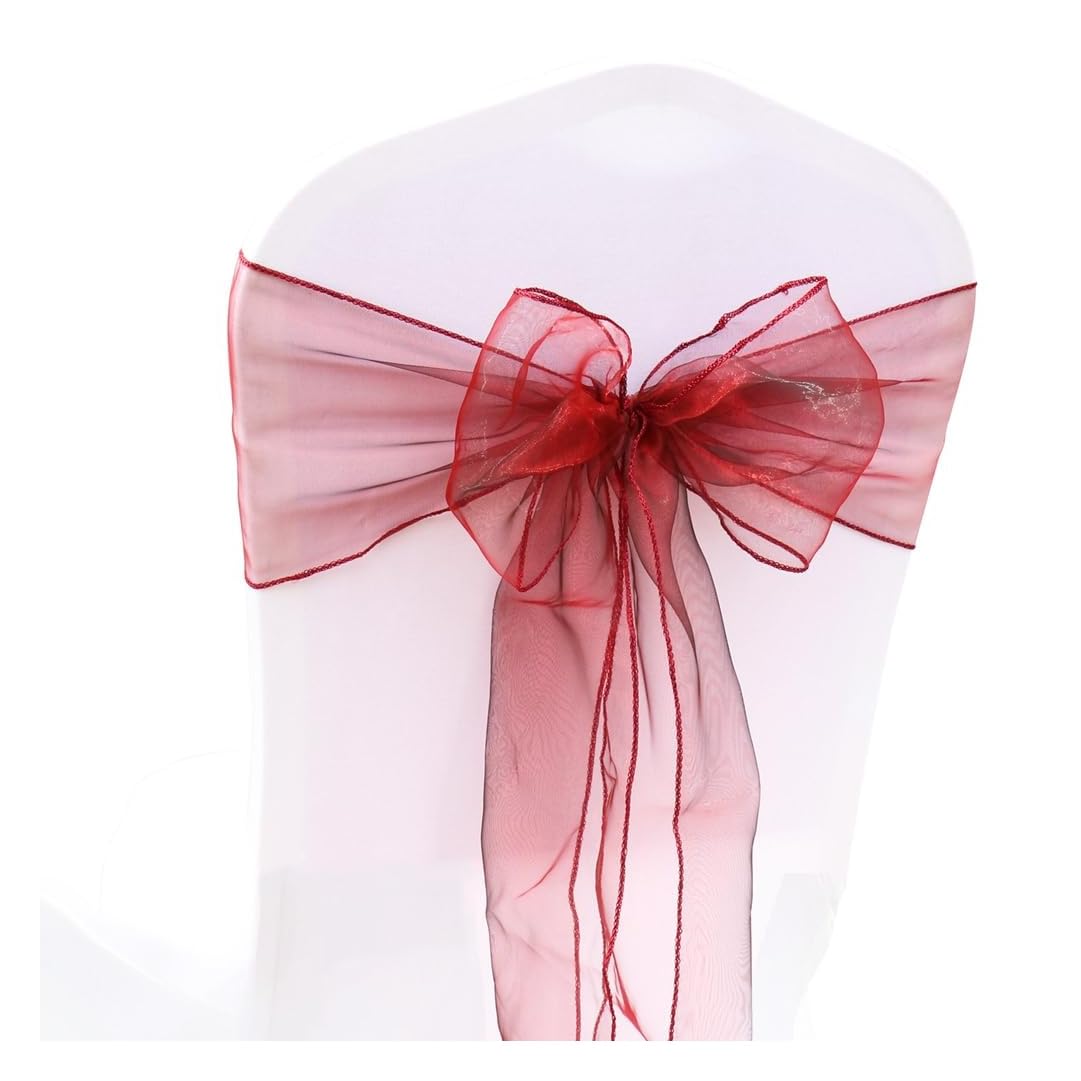 Fiocchi per sedia, in organza, per sedie, per matrimoni, banchetti, cerimonie, feste di compleanno, eventi, decorazioni vinaccia, 50 pezzi