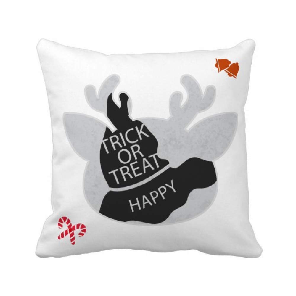 Housse de coussin Halloween noire avec chapeau de sorcière carré 45x45 cm