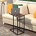 Homemaxs C Table Sofa Side Table for Small Space, Snack Table with Wood Finish and Steel Construction for Couch and Bedside