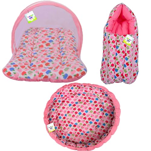 Image of Toddylon Baby Bedding Set New Born Baby Bed Mosquito Net | Carry Bag|Sheets | Essentials Combo (0-6 Months) (4PCS Set)