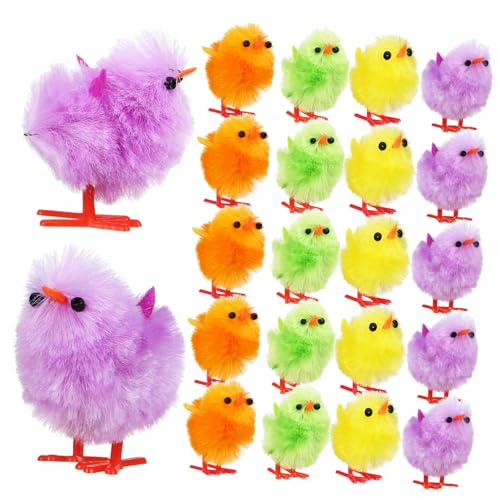 Mini poules peluche colorées pour décorer les ateliers créatifs et chasses aux œufs