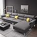 FURNY Harloss 5 Seater RHS Leatherette L Shape Sofa Set (Cream)