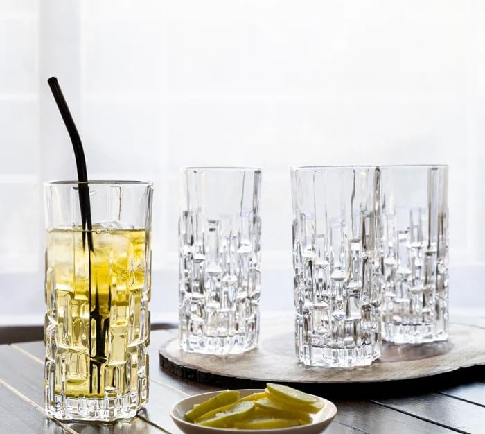 Image of Premium 350ML Juice Glasses Drinking Glasses, Highball Lead-Free Glasses, Tumblers for Water, Juice, Beer, Cocktail and Mixed Drinks - Pieces, Transparent (Lining Glasses, 2 Count (Pack of 1))