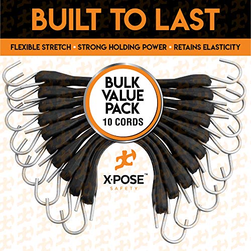Image of 40' x 60' Multipurpose BluePoly 5 Mil Tarp with 10-Pack 21 inch (32 inch Max Stretch) Bungee Cords - Waterproof, UV Resistant, Reinforced Edges, Grommets & Durable Tie Down Straps by Xpose Safety