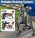 SOUNDFUSE 3 Wheel Walkers for Seniors, Lightweight Foldable Aluminum Rollator Walker, Height Adjustable Three Wheel Walker, Black