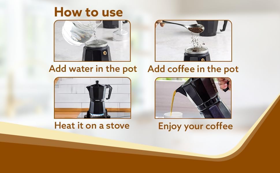 Image of 1 Cup Stovetop Espresso Maker Moka Pot (60 ML) | Classic Italian Coffee Maker for Espresso, Cappuccino & Latte | Durable Cast Aluminum Body | Suitable for Gas & Electric Cooktops | Black