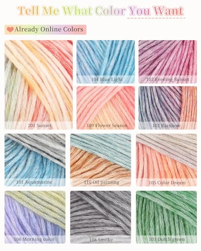 Image of Coopay Yarn for Crocheting Knitting, Gradient Cake Yarns, 2 x 3.53oz - 240yds - 50% Cotton 50% Acrylic Ombre Yarns, Crochet Yarn for Blankets, Shawls, Scarves (201 Sunrise)