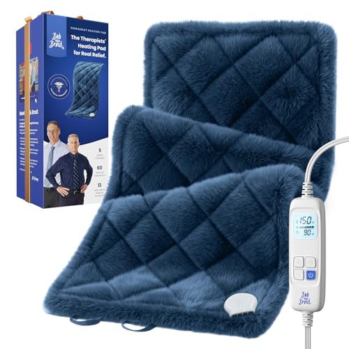 BOB AND BRAD Far Infrared Weighted Heating Pad for Back Pain Relief, FSA-HSA Eligible, Large 12x24 Electric Heat Pad with Auto Off, Deep Moist Heat & Hands-Free Strap for Cramps, Knee, Neck,