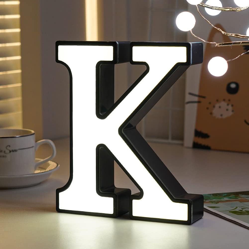 SHANJIA Light Up Marquee Signs, LED Marquee Letter Lights Alphabet Light Up Sign,26 Alphabet Signs for Wedding, Birthday, Party， Bar Decoration (K)