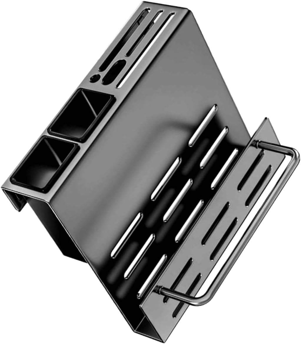 Rust-resistant Kitchen Utensil Rack Wall Mount Cutlery Holder with Chopstick and Spoon Draining Storage Organizer for Kitchen Counter and Wall Gray