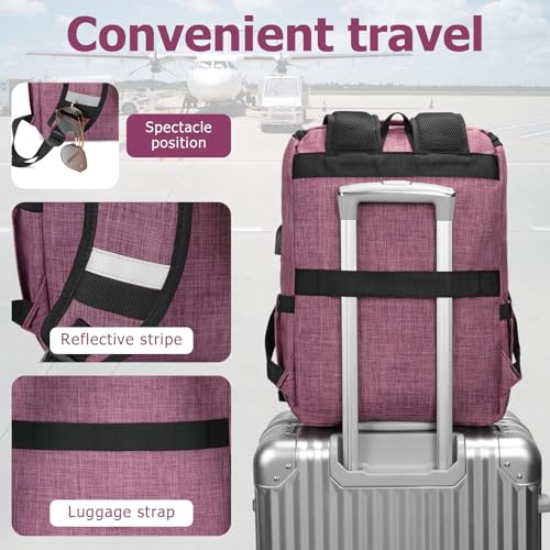 Image of YALUNDISI Vintage Backpack Travel Laptop Backpack with usb Charging Port for Women & Men College Backpack Fits 15.6 Inch Laptop Purple Brown