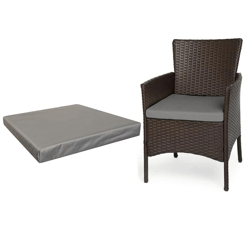 A ATH COLLECTION Rattan Seat Pads Cushion Pad Indoors Outdoors 100% Water Resistant Garden Furniture Chair Pads Office Garden Patio Chair Cushions Seat Pad (47cm x 47cm x 5cm, Gray)