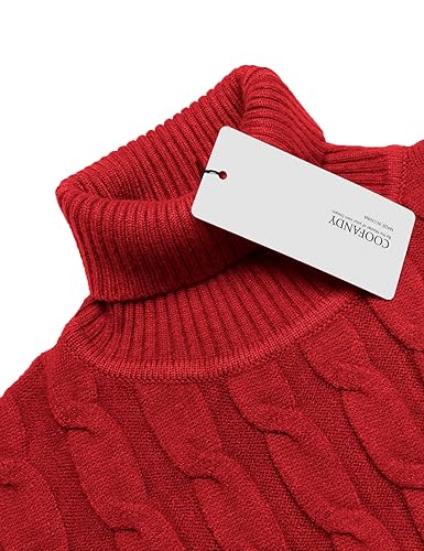 Image of COOFANDY Men's Slim Fit Turtleneck Sweater Casual Twisted Knitted Pullover