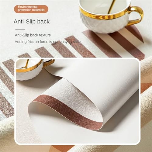 Tapis de table rond en cuir nappe imperméable à l'huile imprimée 145 cm