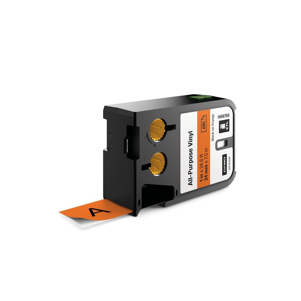 Dymo XTL All-Purpose Vinyl 1" (24 mm) - Black on Orange