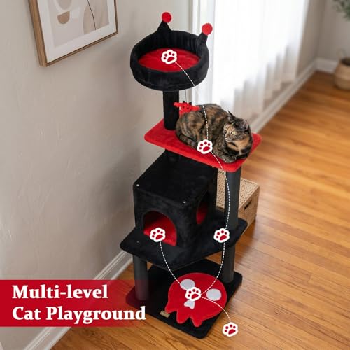PETSITE Árbol Gótico para Gatos 57 pulgadas Rojo y Negro miniatura 5
