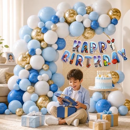 Image of Rozi Decoration Cricket Theme Birthday Decoration Kit with Pastel, Metallic & Chrome Balloons, Paper Banner - 41 Pieces Cricket Birthday Party Decoration Combo Set