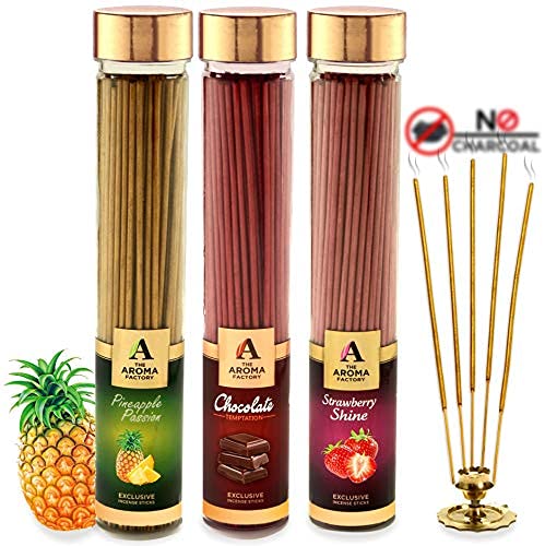 The Aroma Factory Organic Incense Sticks (Pineapple, Strawberry, Chocolate) No Charcoal, Multicolour, 4 cm x 12 cm x 26 cm - Image 2