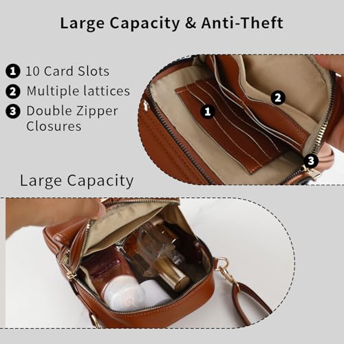 Image of Leather Crossbody Bag for Women,Anti-Theft Messenger Bag with Large Capacity,Built-in Purse Card Slots Shoulder Sling Bag