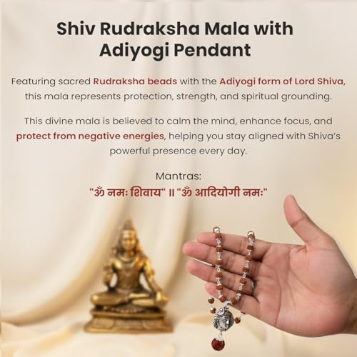 Image of Astrotalk Divya Shankh Rudraksha Mala | Nepal Origin 5 Mukhi Rudraksha Mala with Shankh Pendant for Protection, Peace & Spiritual Growth | Mala Gift for Man & Woman