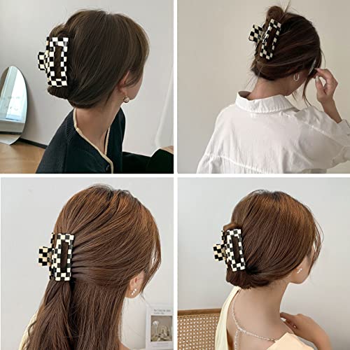 4Pcs Checkered Hair Claw Clips, Betterjonny Square Checker Barrettes Cute Non Slip Hair Jaw Clips Hair Accessories For Girls And Women Thick Thin Hair #TOP1