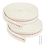 HuaJiao 2 Roll Docht für Öllampen, 2m*1.3cm Lampendocht Breit Ersatzdocht Flach Baumwolldocht für Petroleumlampe Öllampe Gartenfackel Laterne Ölbrenner(Weiß&Rot)