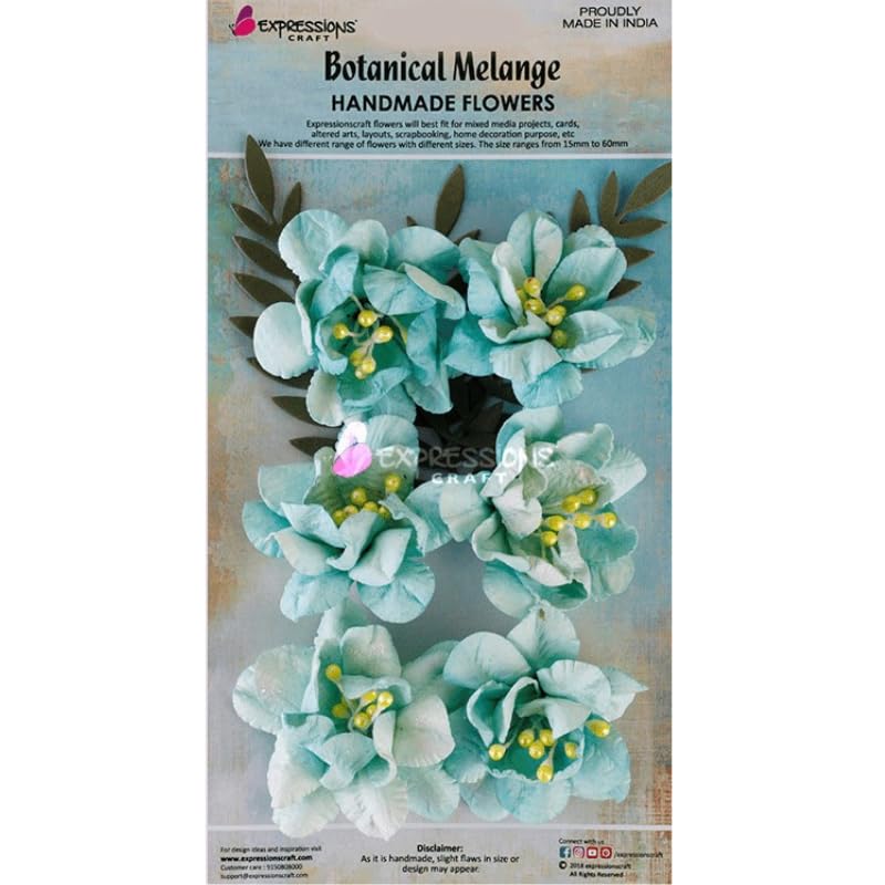Expressions Craft Shabby Handmade Crinkle Flower Paper Flowers for Crafting Mixed Media Card Making Decoration DIY Craft Flowers. (Aqeduct)-image-35