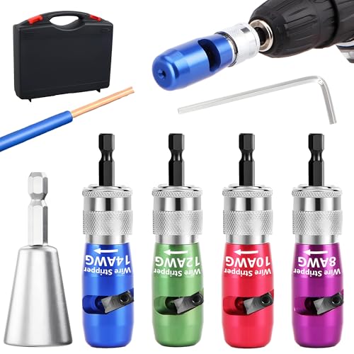 Wire Stripper Wire Twister for Drill Wire Stripping and Twisting Tool 8AWG 10AWG 12AWG 14AWG Electrician Tool Kit Wiring Tools Wire Stripper Electrical Cable Stripping Tools Set AWG Wire