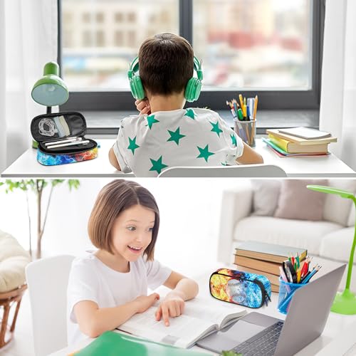 Image of Baseball Pencil Case for Boys, Large Capacity Pencil Pouch for Kids, Back to School Pencils Box Pen Bag with Zipper, Cool Pen Case Stationery Organizer for Middle Elementary School - Fire