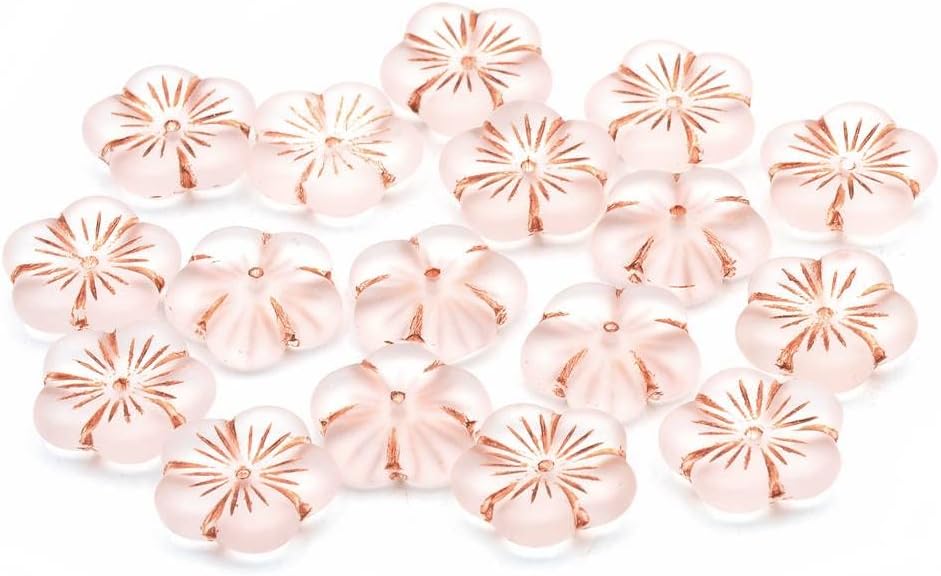 10 pcs Flat Cherry Flower Beads 0.55 in (14 mm) Crystal Matte Light Blue Lined 00030-84110-54308