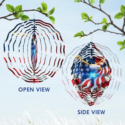 Image of FLAGWIX American Eagle Christmas Wind Spinner, 12 in Stainless Steel