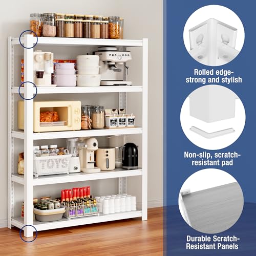 Image of WORKPRO 5-Tier White Shelving with Board, 36.2 inchWx16.5 inchDx72 inchH, 3000LBS Load