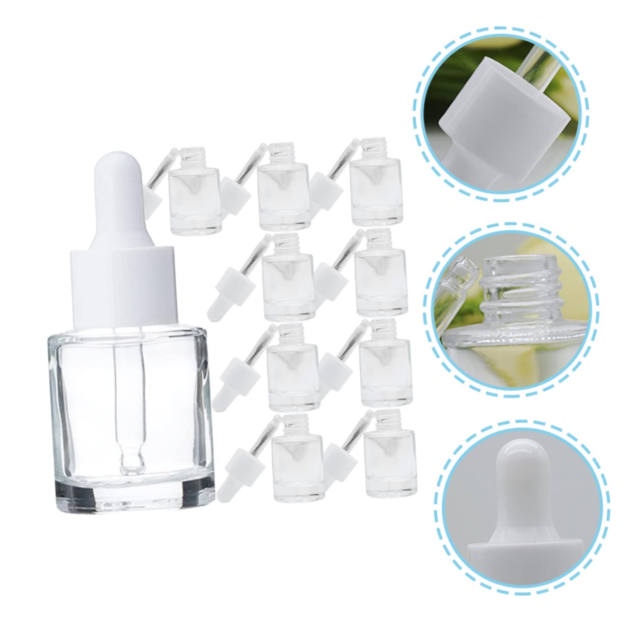 Baluue Frascos Goteros de Vidrio 15ml, 20 Piezas, Cierre Hermético y Antiderrames para Aceites Esenciales y Cosméticos