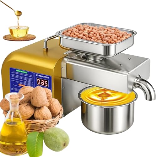 SgyGlyn Extractor automático de Aceite de Oliva, Prensa de Aceite Comercial, Extractor eléctrico de Semillas y Frutos Secos (frío/Caliente), para Semillas, Frutos Secos, Colza y sésamo