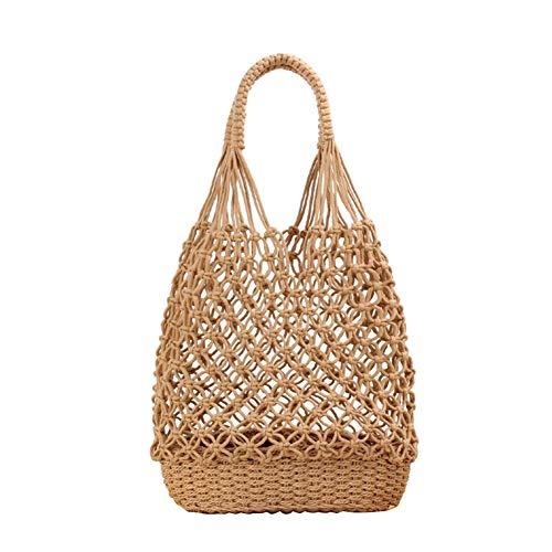 primrosely Handgewebte Stilvolle Strandtasche Damen Stroh Handtasche Stroh Umhängetasche Multifunktionale Umhängetasche Für Strandreisen Und Den Täglichen Gebrauch