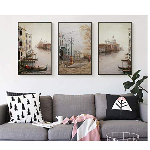 Paisaje lienzo pinturas de Venecia y cuadros modulares de 50x70cm para arte de la pared