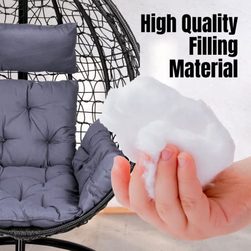 Image of SWINGZY Cushion for Hanging Basket Chair Swing /Outdoor Egg Swing Chair Soft Cushion /Jhula Seat Padded Pillow Cushion /Swing Chair Cushion with Polyester Cloth - (Grey)
