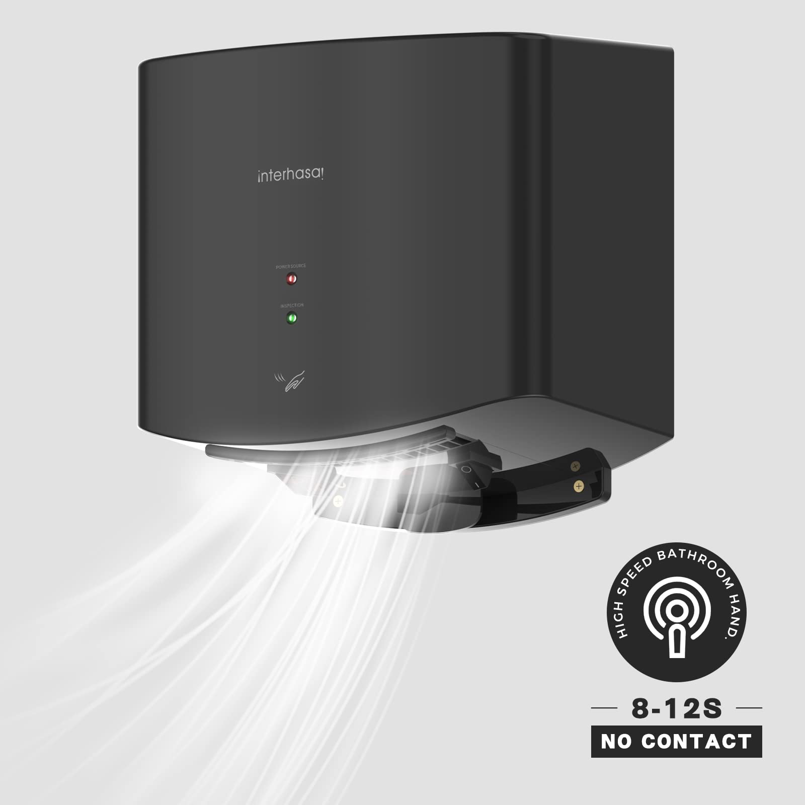 Asciugamani Elettrico Interhasa! - Sensore Infrarossi, 1250W, Bianco