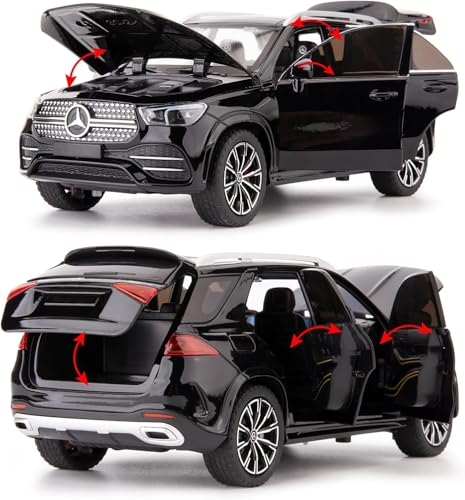 Image of 1:24 Scale Alloy Die-cast Benz GLE 350 Toy Car with Sound and Light, Pull Back Action, Openable Doors, Collectible Model Car for Kids and Gift (Black)