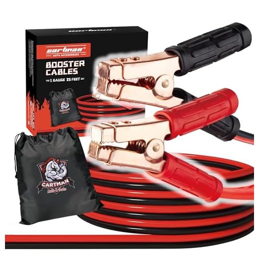 Cartman 1 Gauge 25Feet Jumper Cables 800AMP Heavy Duty Booster Cables with Carry Bag