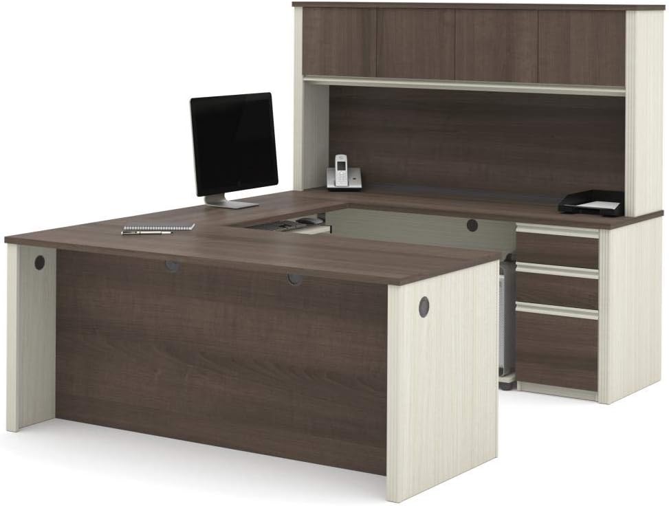 Bestar Prestige + 72W U-Shaped Executive Desk with 2 Pedestals and Hutch - Thumbnail 3