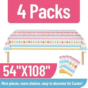 Easter tablecloth 4 pcs easter colorful eggs tablecloth plastic table cloth disposable 108 x 54 inch spring holiday rectangle plastic table cover for easter decorations party supply colorful  urban country home decor