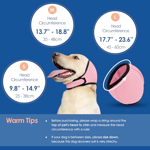 Image of Dog Calming Hoodie Dog Ear Wrap Noise Protection Ear Muffs for Dogs | Water Resistant Ear Cover Anxiety Relief, for Firework, Grooming, Thunderstorms, Swimming, Bathing, LightPink S