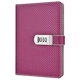 JunShop Retro Secret Lock Diary Journal with Lock for Adult Pu Leather Writing Diaries (Purple)