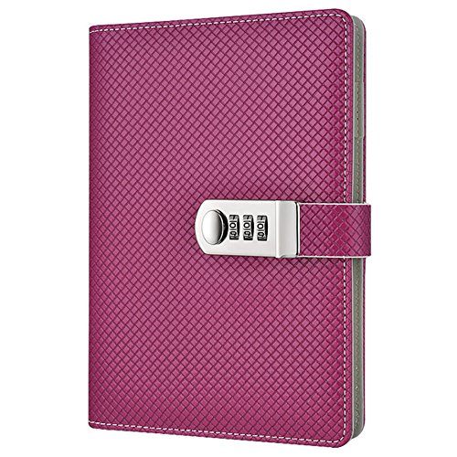 Junshop Retro Secret Lock Diary Journal With Lock For Adult Pu Leather Writing Diaries (Purple) #TOP11
