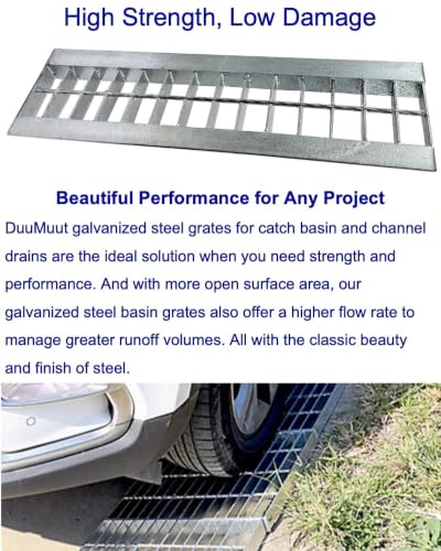 Image of Galvanized Steel Drain Grate with Lip, Channel Cover 20x3 in 2pk