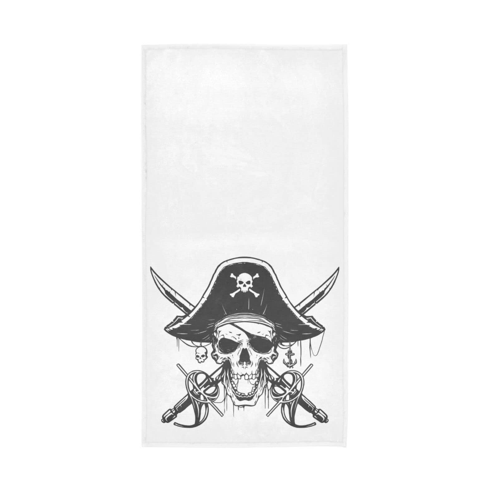 LSRCPD Skull with Hat Hotel Towels, 15 x 30 Inches Absorbent Hand Towel Spa Towel Thick Hand Towel