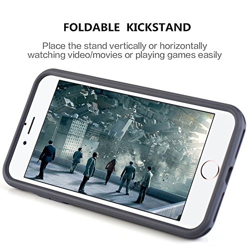 Iphone 8 Plus Case, Iphone 7 Plus Case, Zvedeng Hand Strap Vertical And Horizontal Stand Magnetic Kickstand Dual Layer Drop Protection Case For Iphone 7 Plus / 8 Plus 5.5'' Black And Grey #TOP3