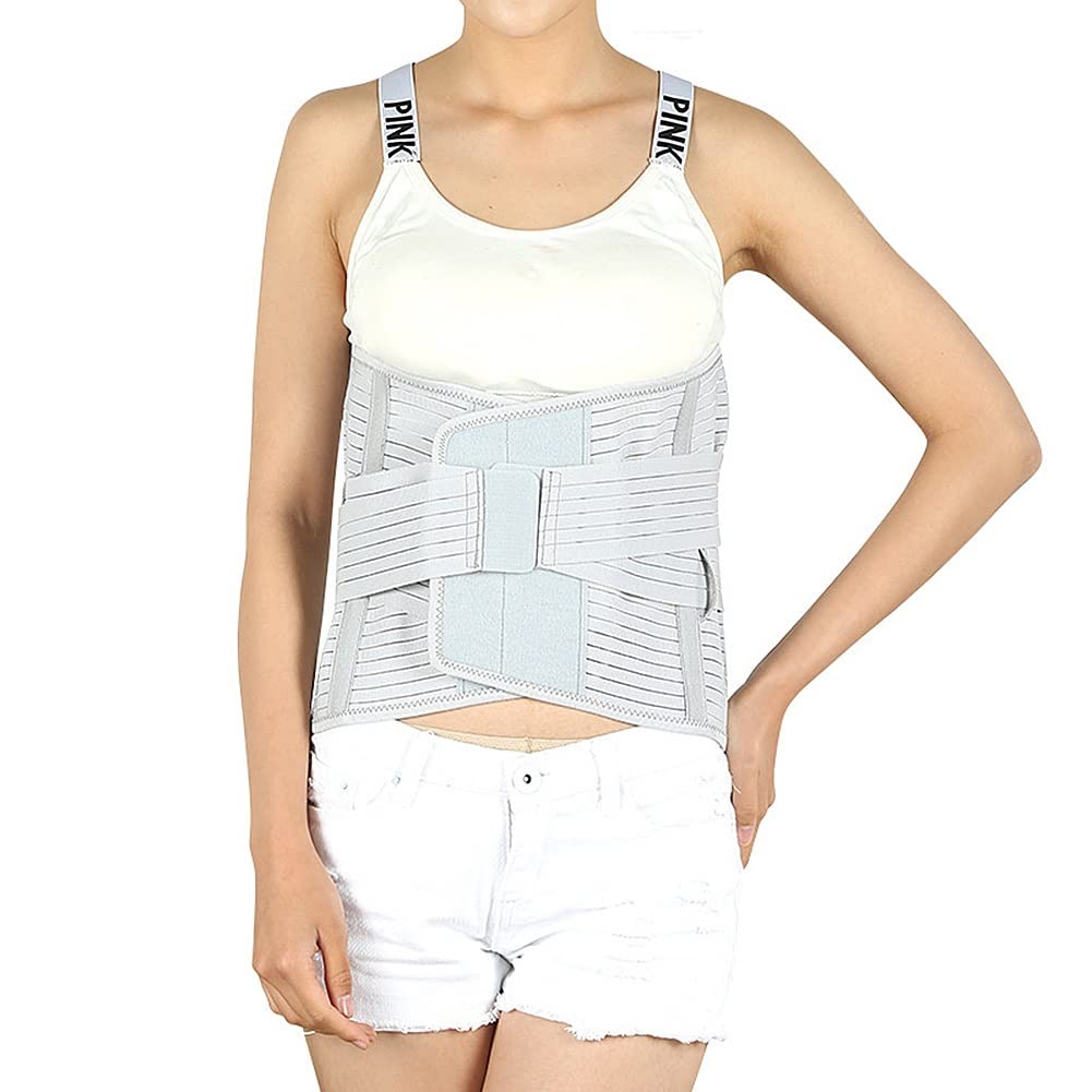 Ceinture Lombaire avec Sangles De Compression Doubles, Support Bas du Dos - Soutien Vertèbres pour Homme Femme Hernie Discale Sciatique Scoliose (Color : Gray, Size : XXL/XX-Large)
